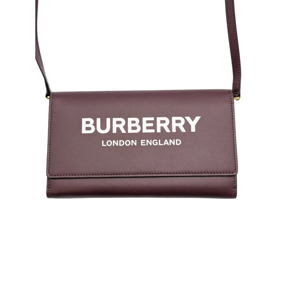 NEW Burberry Hazelmere Plum Wallet WOC Strap Crossbody Bag